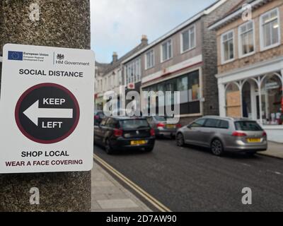 Redruth, Street scene, Miner`s terraces, Cornish mining town, Carn Brea beacon,  , Cornwall, UK, 13th October 2020. . Credit:Robert Taylor/Alamy Live Stock Photo